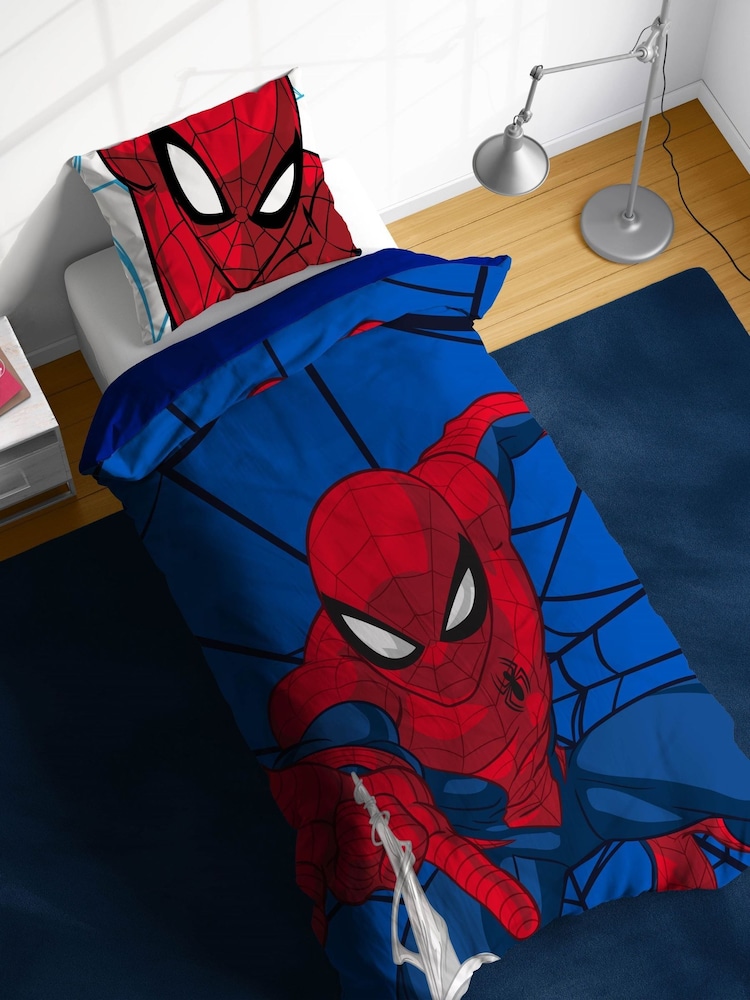 Jay Franco Blue Marvel Spiderman Webtastic 100 Cotton Single Duve Set - Image 1 of 5