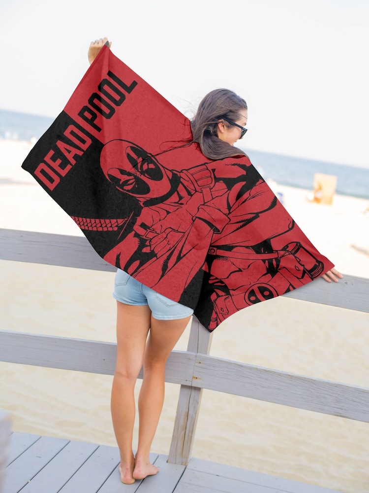 Jay Franco Black Marvel Deadpool Father Cotton Beach Towel - Image 2 of 5