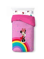 Jay Franco Pink Disney Minnie Mouse Rainbow 100 Cotton 3 Piece Bed Set - Image 3 of 6