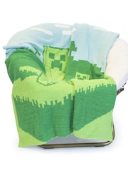 Jay Franco Blue Minecraft Creeper Fluffy Throw Blanket - Image 1 of 6