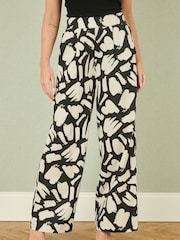 Yumi Black Relaxed Fit 100% Cotton Splash Print Trousers - Image 2 of 5