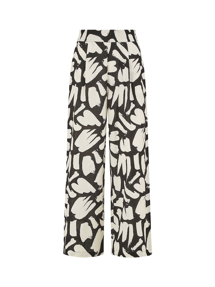 Yumi Black Relaxed Fit 100% Cotton Splash Print Trousers - Image 5 of 5 Yumi Black Relaxed Fit 100% Cotton Splash Print Trousers - Image 5 of 5