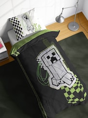 Jay Franco Black Minecraft Creeper Doodle 100% Cotton Single Duvet Set - Image 1 of 6