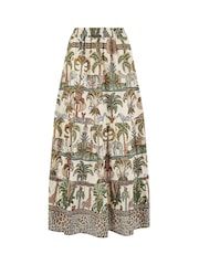 Yumi Green 100% Cotton Voile Safari Midi Skirt - Image 5 of 5