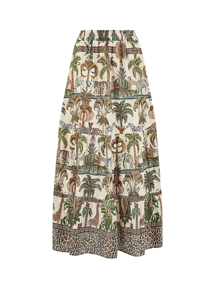 Yumi Green 100% Cotton Voile Safari Midi Skirt - Image 5 of 5