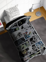 Jay Franco Black Star Wars Comic 100% Cotton Single Duvet Cover Set - Image 1 of 6