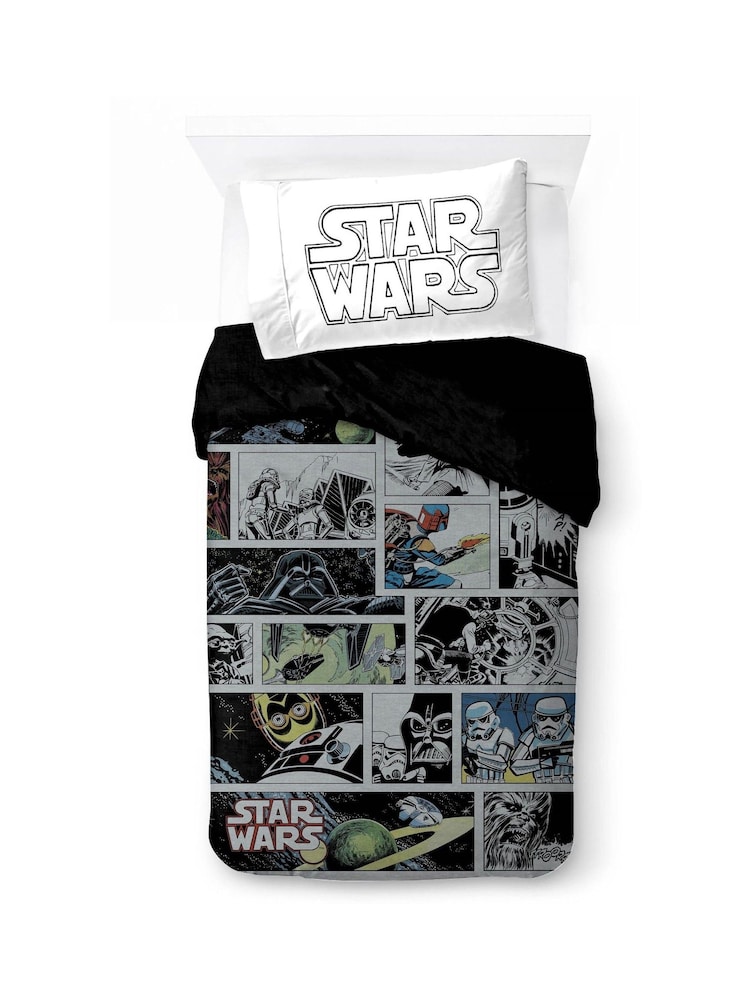 Jay Franco Black Star Wars Comic 100% Cotton Single Duvet Cover Set - Image 2 of 6
