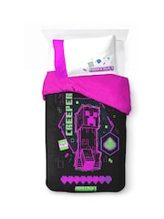 Jay Franco Black Minecraft Neon Creeper 100% Cotton Single Duvet Set - Image 2 of 6