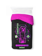 Jay Franco Black Minecraft Neon Creeper 100% Cotton Single Duvet Set - Image 3 of 6