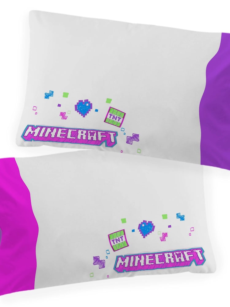 Jay Franco Black Minecraft Neon Creeper 100% Cotton Single Duvet Set - Image 6 of 6