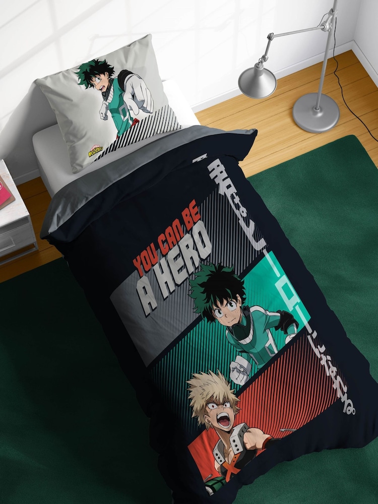 Jay Franco Black My Hero Academia 100 Cotton Single Duvet Cover Set - Image 1 of 6