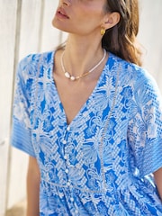 Yumi Blue Viscose Palm Relaxed Tunic Dress - Image 3 of 5