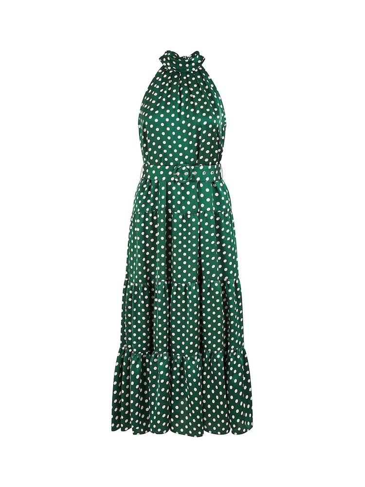 Yumi Spot Print Halter Midi Dress With Matching Belt - Imagen 5 de 5 Yumi Spot Print Halter Midi Dress With Matching Belt - Imagen 5 de 5