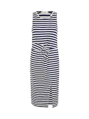 Yumi Blue Striped Jersey Ruched Midi Dress - Image 4 of 4