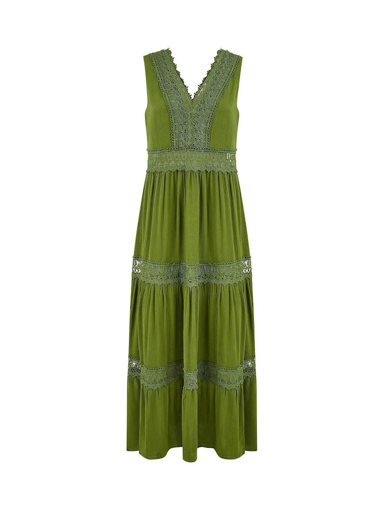 Yumi Green Lace Trim Sun Dress - Image 5 of 5