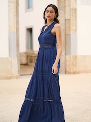 Yumi Blue Lace Trim Sun Dress - Image 2 of 5