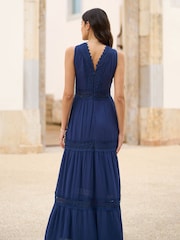 Yumi Blue Lace Trim Sun Dress - Image 4 of 5
