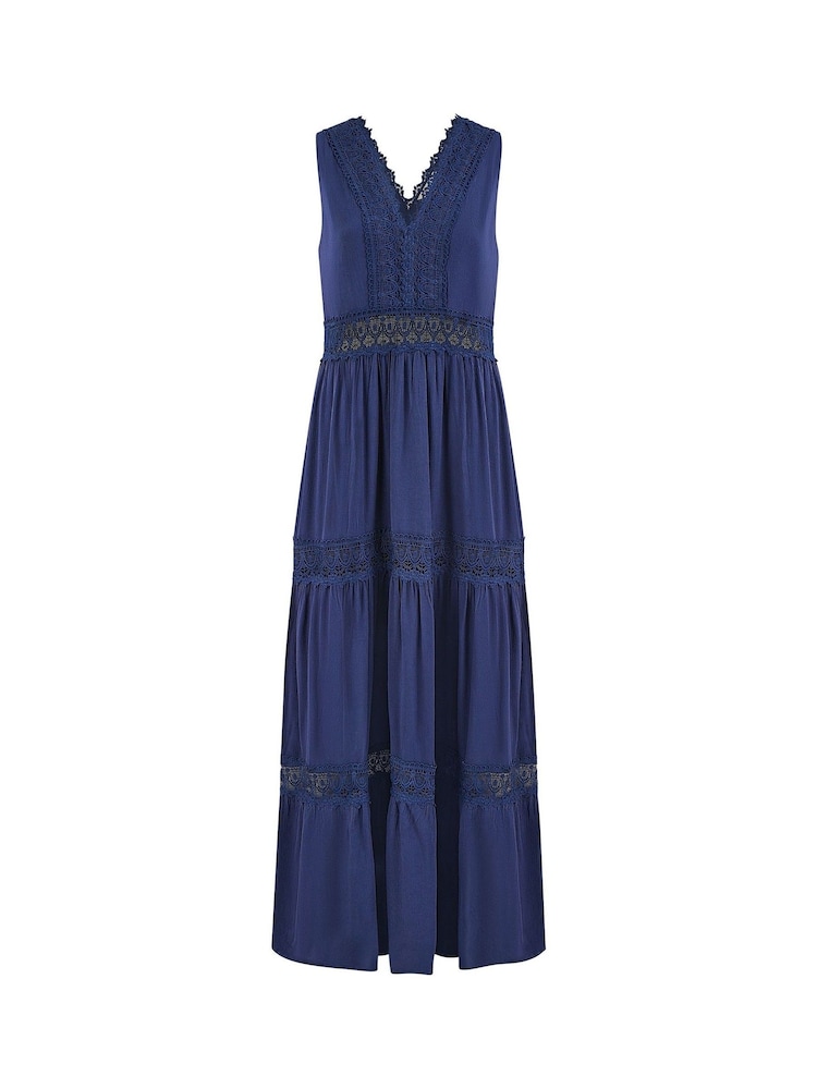 Yumi Blue Lace Trim Sun Dress - Image 5 of 5