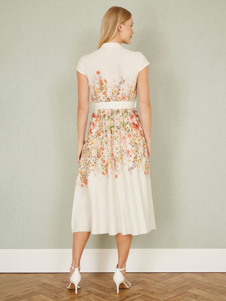 cream floral skater dress Cream Burnout Floral Puff Sleeve Skater Dress