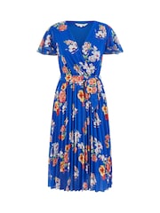 Yumi Blue Floral Pleated Wrap Dress - Image 4 of 4