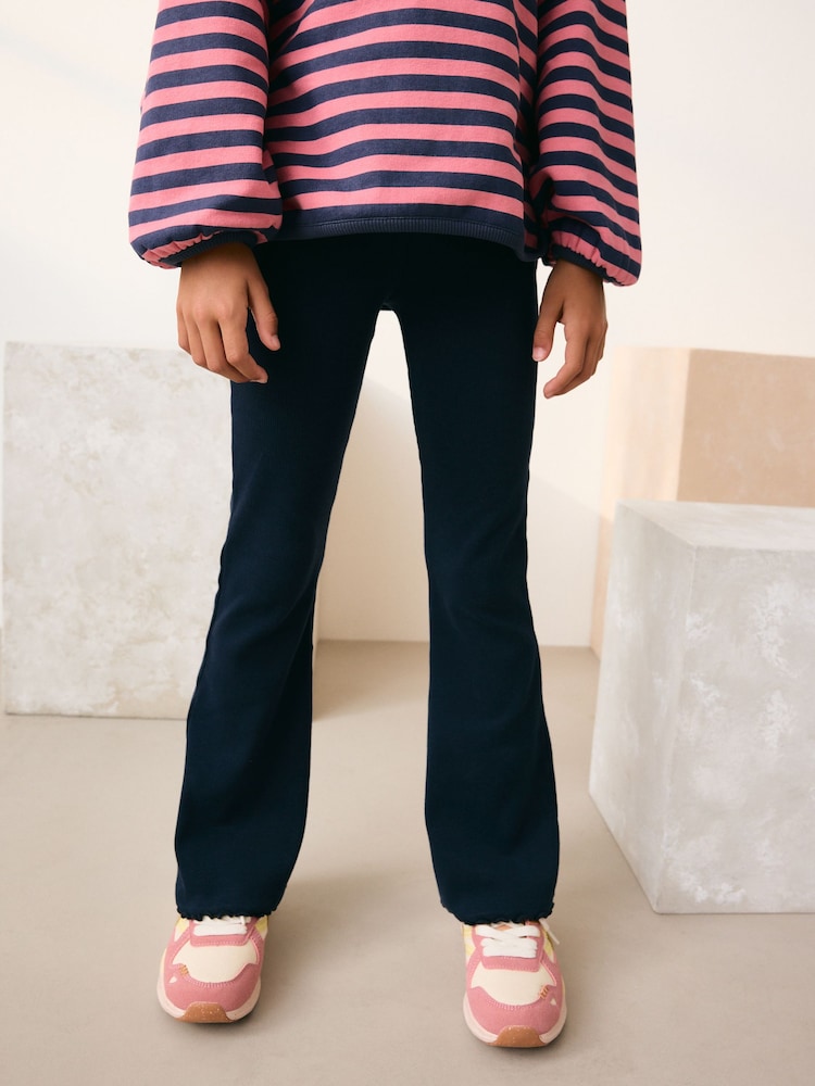 Navy Blue 1 Pack Rib Flare Leggings (3-16yrs) - Image 1 of 7 Navy Blue 1 Pack Rib Flare Leggings (3-16yrs) - Image 1 of 7