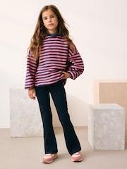 Navy Blue 1 Pack Rib Flare Leggings (3-16yrs) - Image 2 of 7