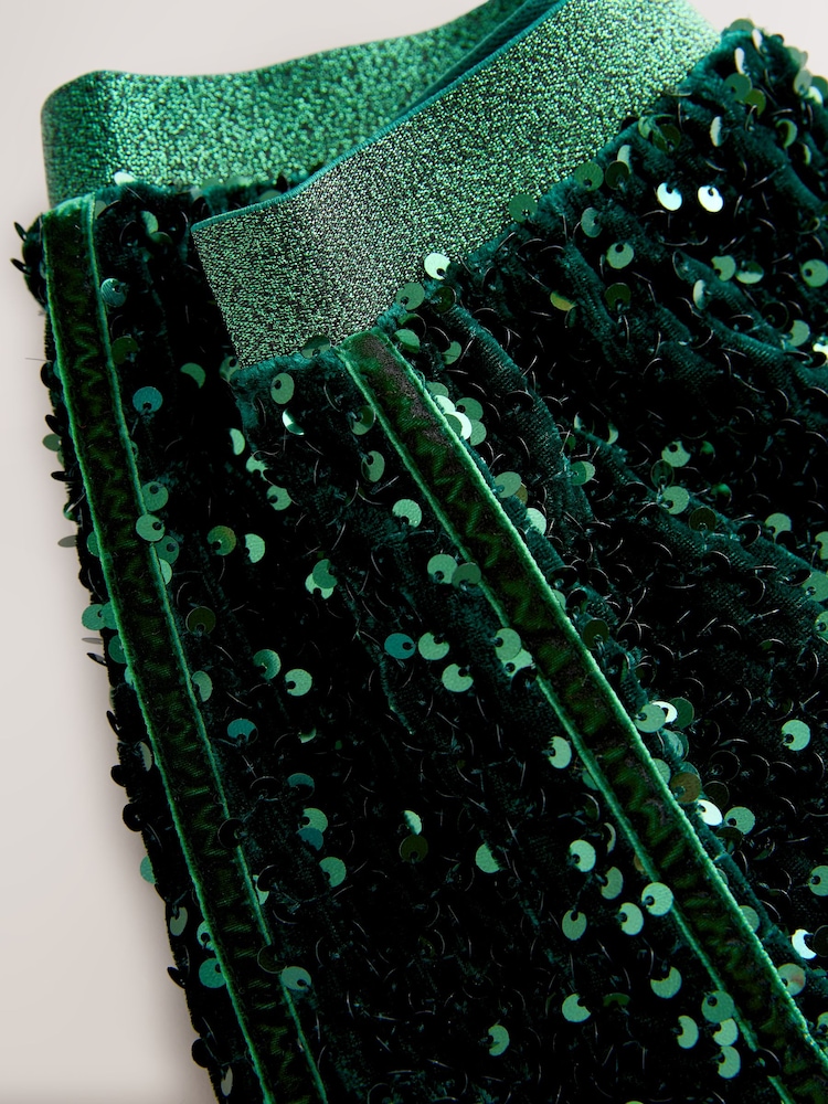 Green Velour Sequin Skirt (3-16yrs) - Image 4 of 4 Green Velour Sequin Skirt (3-16yrs) - Image 4 of 4