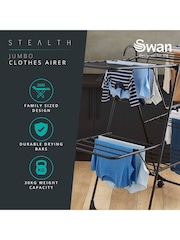 Swan Black Stealth Jumbo Collapsible Clothes Airer with Storage - Image 3 of 9