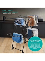 Swan Black Stealth Jumbo Collapsible Clothes Airer with Storage - Image 4 of 9