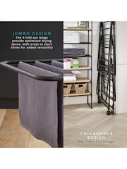 Swan Black Stealth Jumbo Collapsible Clothes Airer with Storage - Image 5 of 9