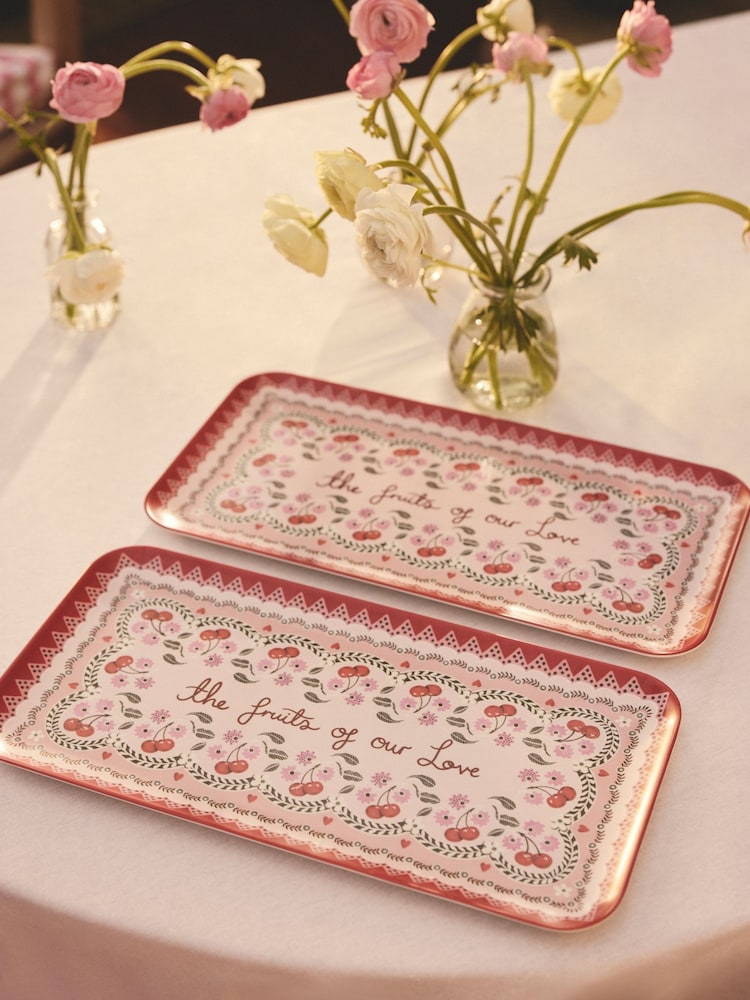 Cath Kidston Pink Cherry Melamine Rectangular Platter - Image 1 of 4