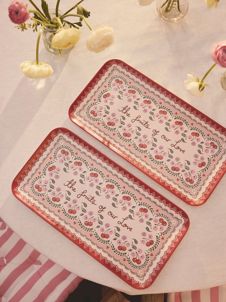 Cath Kidston Pink Cherry Melamine Rectangular Platter - Image 2 of 4 Cath Kidston Pink Cherry Melamine Rectangular Platter - Image 2 of 4