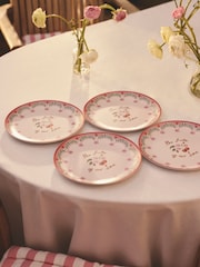 Cath Kidston Set of 4 Pink Cherry Melamine Side Plates - Image 1 of 4