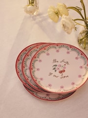 Cath Kidston Set of 4 Pink Cherry Melamine Side Plates - Image 2 of 4