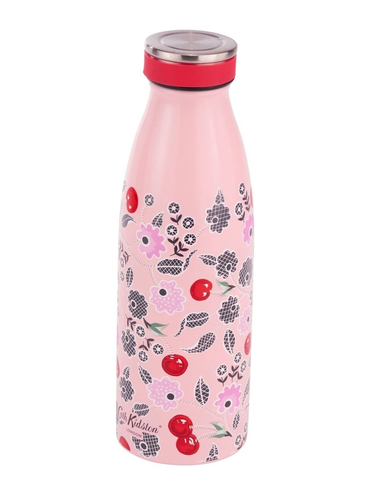 Cath Kidston Pink Cherry Stainless Steel Water Bottle 350ML - Image 2 of 2
