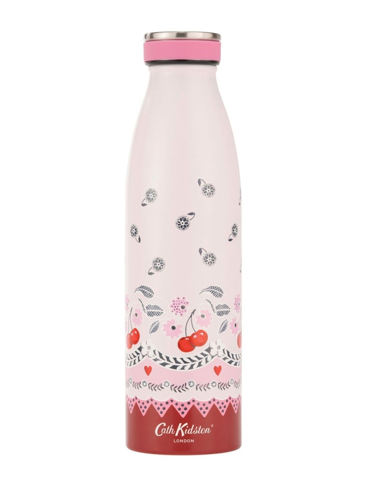 Cath Kidston Pink Cherry Stainless Steel Water Bottle 460ML - Image 1 of 2 Cath Kidston Pink Cherry Stainless Steel Water Bottle 460ML - Image 1 of 2