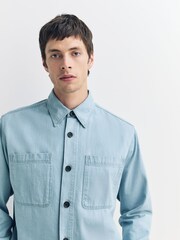 Oliver Spencer Blue Treviscoe Overshirt Indigo Light Denim - Image 5 of 6