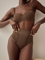 Chocolate Nude High Waist Thong Seamless Firm Tummy Control Shaping Briefs - Image 3 of 8