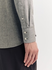 Oliver Spencer Grey Conduit Classic Herringbone Cotton Shirt - Image 3 of 6