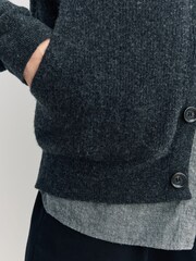 Oliver Spencer Grey Oliver Spencer Grey Carndale Ribbed Extrafine Wool Cardigan - Image 6 of 6