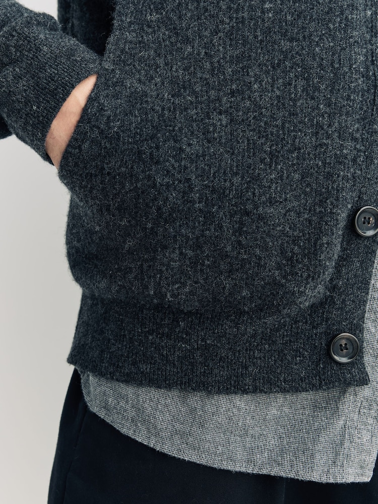 Oliver Spencer Grey Oliver Spencer Grey Carndale Ribbed Extrafine Wool Cardigan - Image 6 of 6 Oliver Spencer Grey Oliver Spencer Grey Carndale Ribbed Extrafine Wool Cardigan - Image 6 of 6