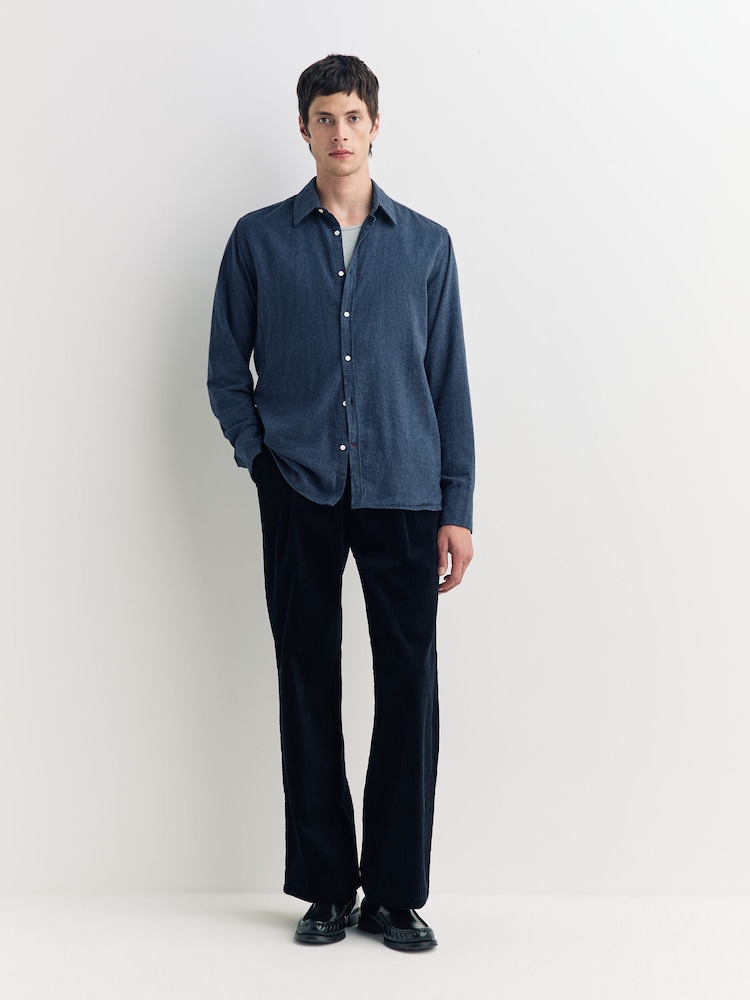 Oliver Spencer Blue Conduit Classic Herringbone Cotton Shirt - Image 2 of 6 Oliver Spencer Blue Conduit Classic Herringbone Cotton Shirt - Image 2 of 6