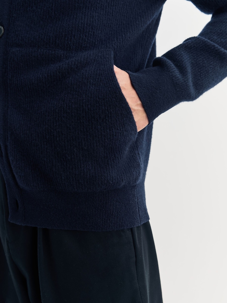 Oliver Spencer Blue Oliver Spencer Grey Carndale Ribbed Extrafine Wool Cardigan - Image 6 of 6