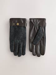 Grey Harris Tweed And Leather Gloves - Image 1 of 4
