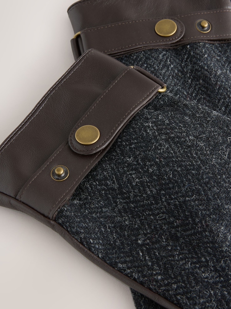 Grey Harris Tweed And Leather Gloves - Image 2 of 4