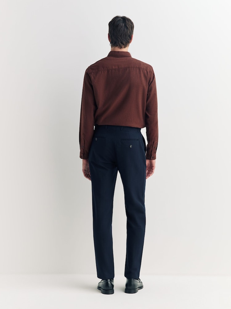Oliver Spencer Blue Fishtail Cotton Wool Tapered Trousers - Image 2 of 6 Oliver Spencer Blue Fishtail Cotton Wool Tapered Trousers - Image 2 of 6
