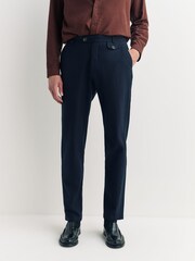 Oliver Spencer Blue Fishtail Cotton Wool Tapered Trousers - Image 4 of 6