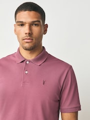 Damson Pink Regular Fit Short Sleeve Pique Polo Shirt - Image 4 of 7