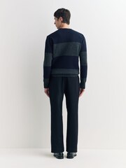 Oliver Spencer Blue Blenheim Boiled Wool Striped Jumper - Image 2 of 6