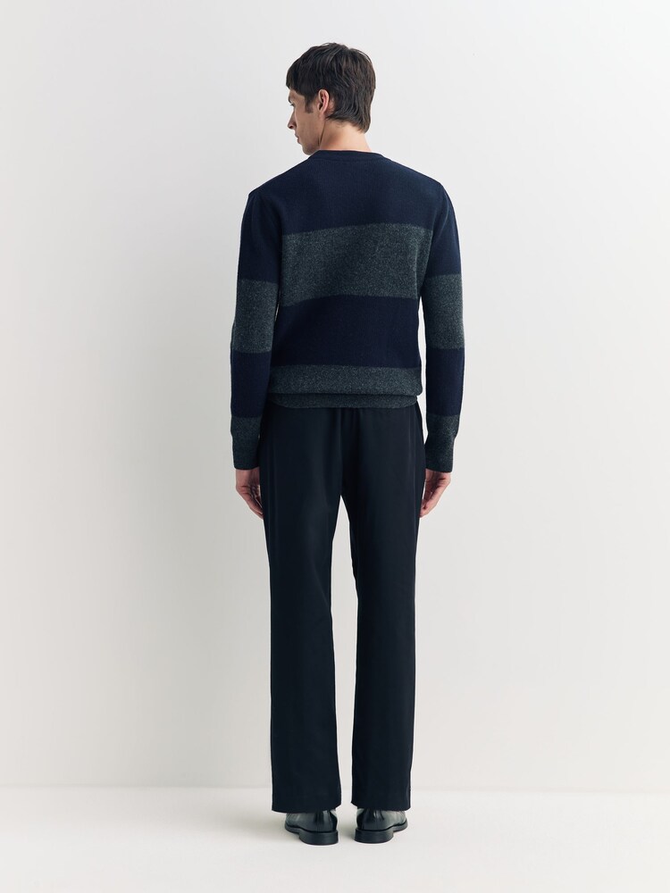 Oliver Spencer Blue Blenheim Boiled Wool Striped Jumper - Image 2 of 6